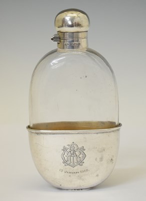 Lot 211 - Edward VII silver mounted glass hip flask