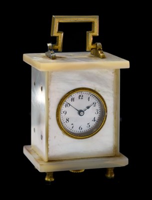 Lot 425 - Mother-of-pearl miniature carriage clock