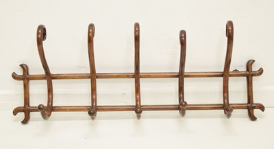 Lot 774 - Early 20th century five-branch bentwood wall-mounted coat/hat rack, in the manner of Thonet