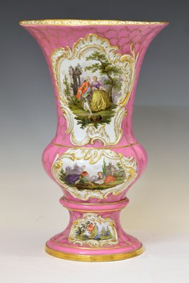 Lot 276 - Meissen - Large 19th century footed vase, of lobed campana form