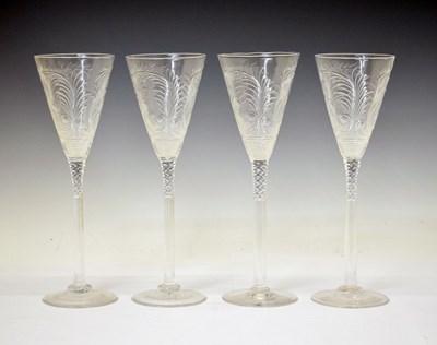 Lot 462 - Set of four 20th century large cut glass drinking glasses