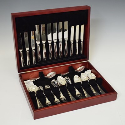 Lot 58 - Canteen of French Degrenne silver-plated 'Onde' pattern cutlery, six place settings