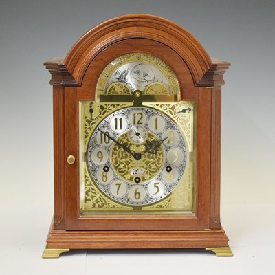 Lot 506 - German three-train chiming bracket clock with moon phase