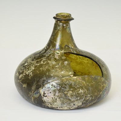 Lot 395 - Early 18th century glass bottle (a/f)