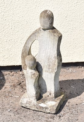 Lot 11 - Reconstituted Modernist-style garden ornament modelled as a mother and child