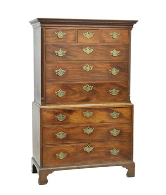 Lot 593 - George III mahogany chest-on-chest or tallboy