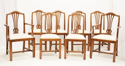 Lot 534 - Set of eight (6+2 arm) early to mid 20th century mahogany dining chairs