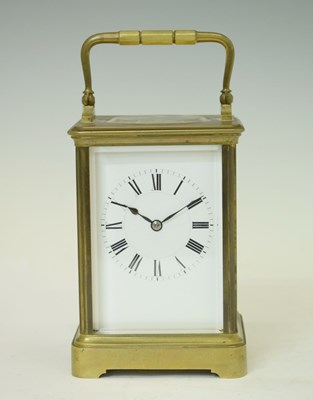 Lot 509 - Henri Jacot - Brass two-train carriage clock