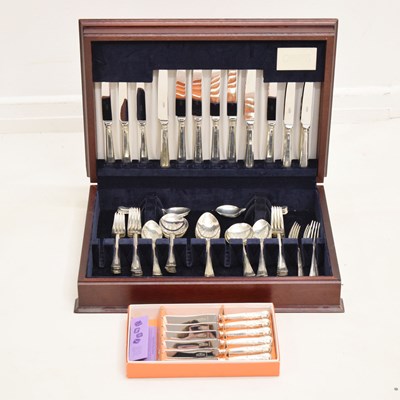 Lot 227 - Elizabeth II silver canteen of Grecian pattern flatware for eight settings, etc