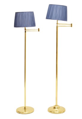 Lot 342 - Pair of modern brass standard lamps