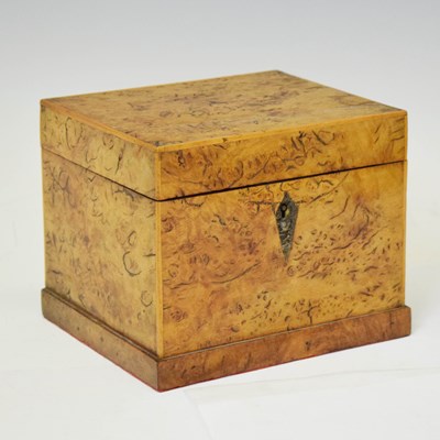 Lot 324 - 19th century burr walnut square tea caddy