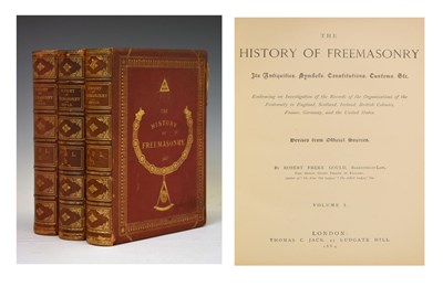 Lot 325 - Gould, Robert Freke - 'The History of Freemasonry' - Three volumes, leather-bound, 1884-87