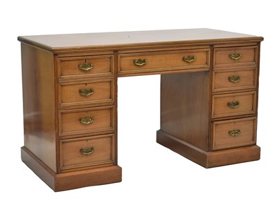 Lot 525 - Early 20th century oak twin pedestal desk