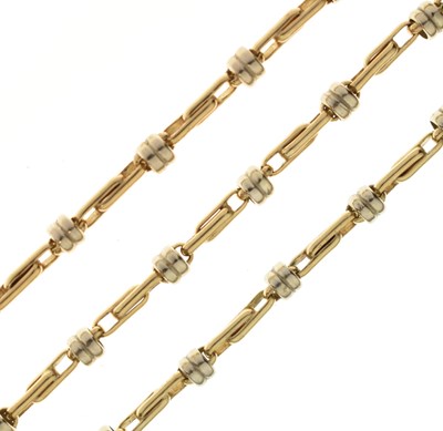 Lot 137 - 9ct yellow and white gold fancy link necklace