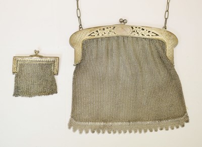 Lot 244 - Egyptian white-metal chain mail handbag and a similar purse