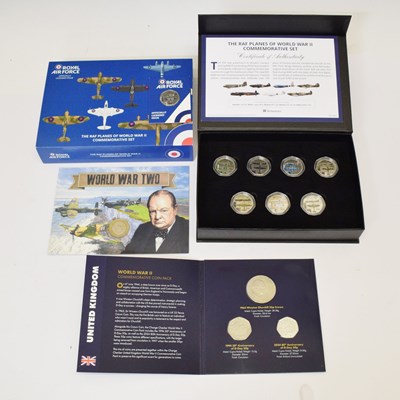 Lot 257 - Westminster Mint 'RAF Planes of World War II' commemorative seven set, etc