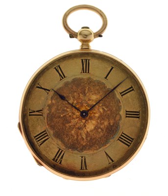 Lot 81 - Early 20th century yellow metal stamped 'K18' cased open-face pocket watch