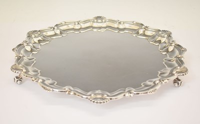 Lot 236 - Early 20th century silver salver with shell and pie-crust border