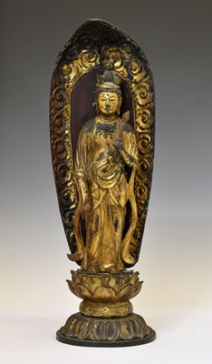 Lot 310 - 19th century Japanese parcel gilt figure of a bodhisattva