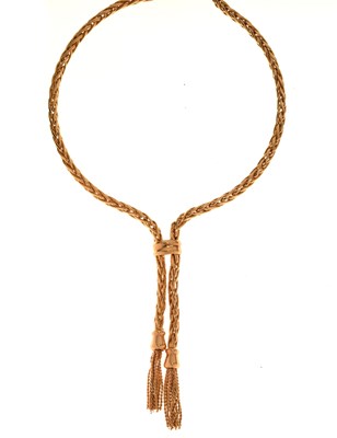 Lot 138 - Italian 9ct gold lariat-style necklace