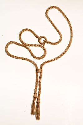 Lot 138 - Italian 9ct gold lariat-style necklace