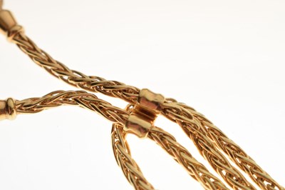 Lot 138 - Italian 9ct gold lariat-style necklace