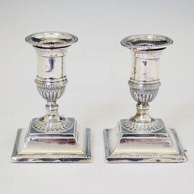 Lot 241 - Pair of late Victorian low candlesticks