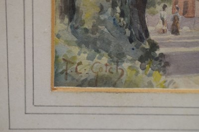 Lot 349 - Thomas Cooper Gotch (1854-1931) - Watercolour - Village street scene