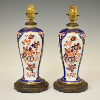 Lot 392 - Pair of Imari pattern table lamps