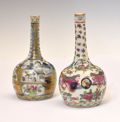 Lot 288 - Pair of 19th century Chinese Canton Famille Rose porcelain bottle vases