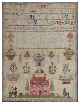 Lot 451 - Early 19th century needlework sampler by Ruth Hadfield