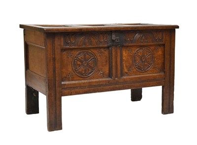 Lot 460 - Late 17th century carved oak coffer