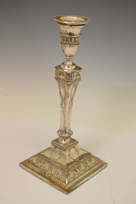 Lot 229 - Pair of Irish silver plate on copper candlesticks - Marquis of Londonderry crest
