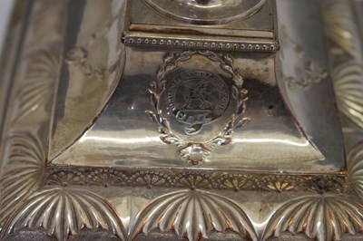 Lot 229 - Pair of Irish silver plate on copper candlesticks - Marquis of Londonderry crest
