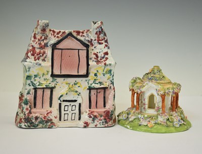 Lot 410 - Staffordshire money box & pastille burner