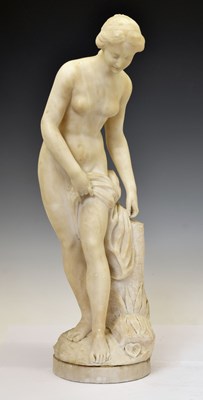 Lot 182 - After Étienne Maurice Falconet (1716-1791) - 19th century carved alabaster figure of Venus