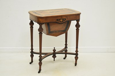 Lot 526 - Mid Victorian inlaid walnut work or sewing table