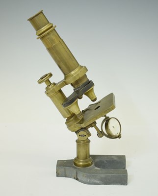 Lot 302 - Victorian lacquered brass microscope