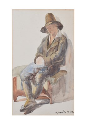 Lot 552 - Claude Hulke / Hulk (1865-1920) - Watercolour - Study of a seated gentleman