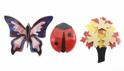 Lot 163 - Lea Stein - Collection of three brooches