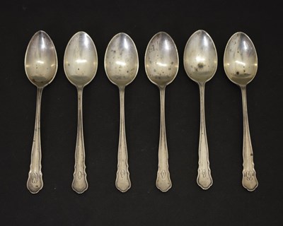 Lot 230 - Six George V 1935 silver teaspoons, William Hutton & Sons Ltd, 93g approx