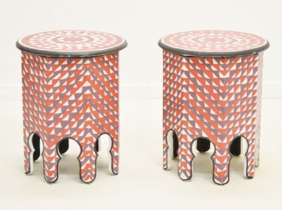 Lot 573 - Pair of Moroccan painted occasional tables