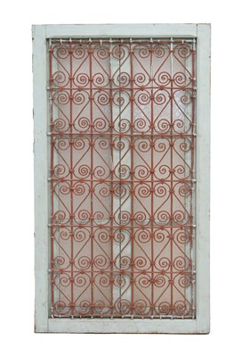 Lot 62 - Moroccan wrought iron and painted glazed Riad window