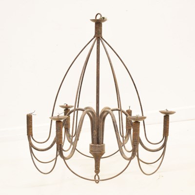 Lot 61 - Wrought iron six-branch ceiling light