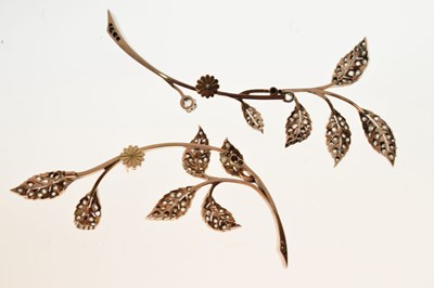 Lot 32 - Late 19th century diamond floral and foliate unmarked yellow and white metal semi parure