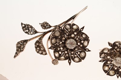 Lot 32 - Late 19th century diamond floral and foliate unmarked yellow and white metal semi parure