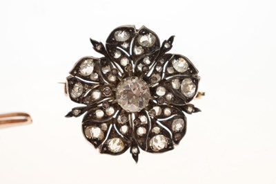 Lot 32 - Late 19th century diamond floral and foliate unmarked yellow and white metal semi parure