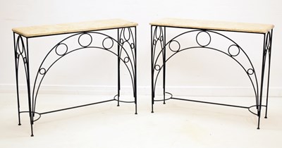 Lot 51 - Pair of rectangular console tables