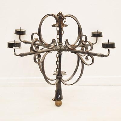 Lot 52 - Four branch wrought iron chandelier