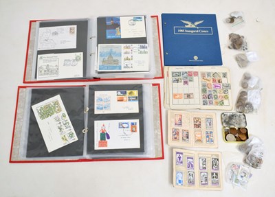 Lot 68 - Quantity of GB and world stamps, together with a small collection of world coins